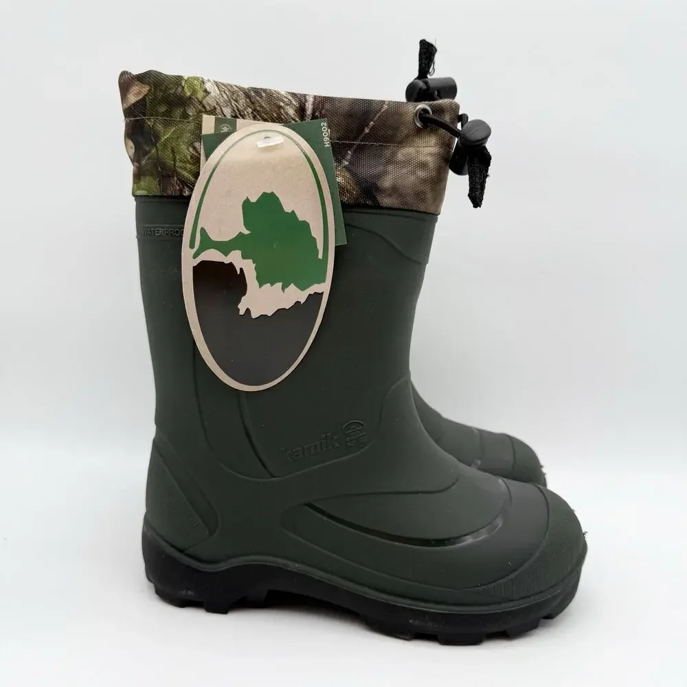 Kamik Kids Snobuster 2 Winter Boots US 12 EU 30 Green Camo Waterproof NIB